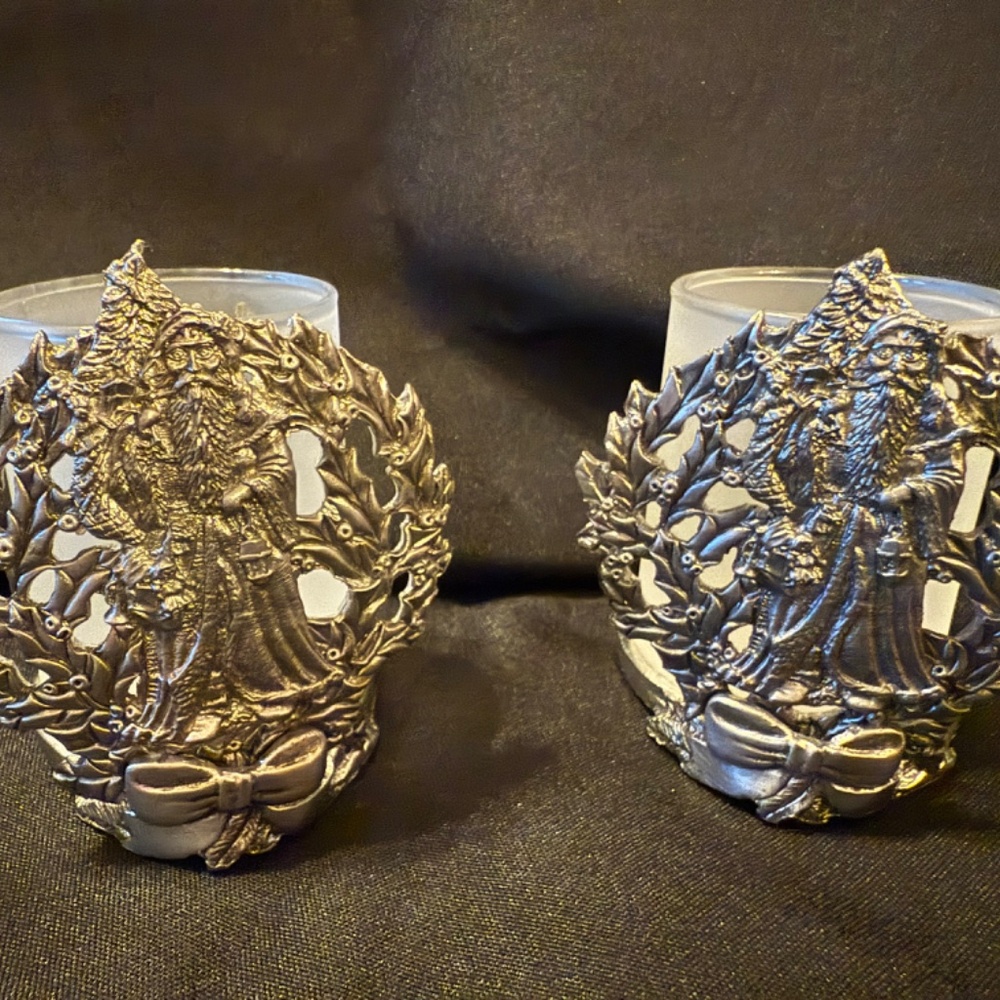 Set of 2 Pewter Votive Holders